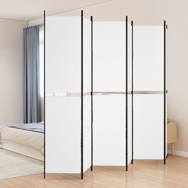 vidaXL 6-tlg. Paravent Wei&szlig; 300x220 cm Stoff