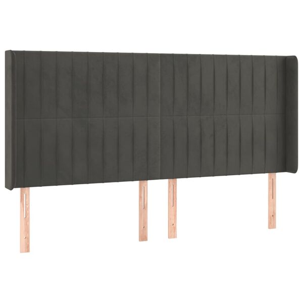 vidaXL LED Kopfteil Dunkelgrau 203x16x118/128 cm Samt