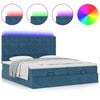 vidaXL Ottoman-Bett mit Matratzen & LEDs Dunkelblau 180x200 cm Samt