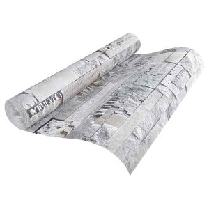 vidaXL 3D Stein Tapete Grau 10 x 0,53 m Vliesstoff