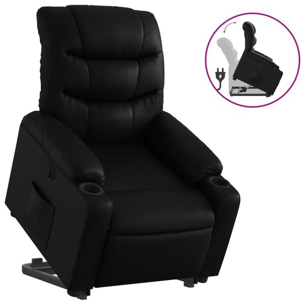 vidaXL Relaxsessel mit Aufstehhilfe Schwarz Kunstleder