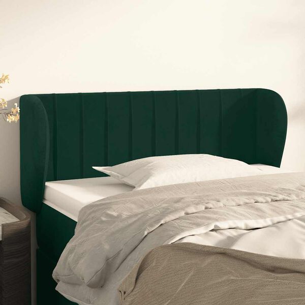 vidaXL Kopfteil mit Ohren Dunkelgr&uuml;n 83x23x78/88 cm Samt
