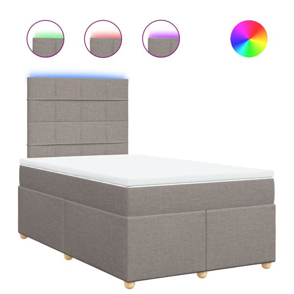 vidaXL Boxspringbett mit Matratze Taupe 120x190 cm Stoff