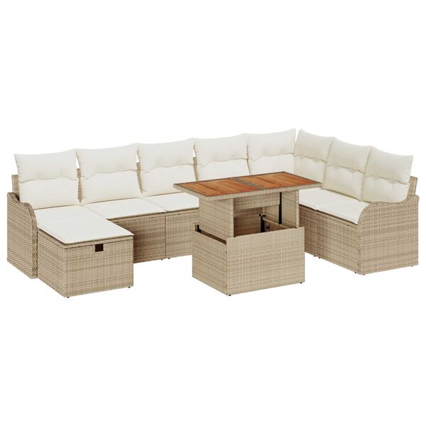 vidaXL Garten-Sofa-Set 9 pcs Beige Poly-Rattan