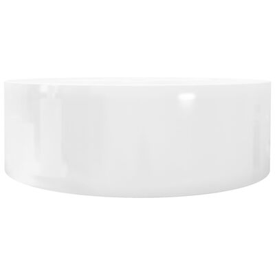 Keramik Waschbecken Hahnloch/Überlaufloch weiß rund