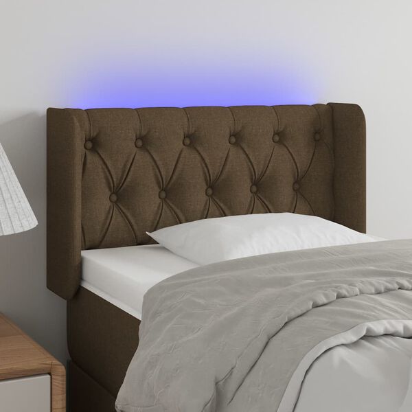 vidaXL LED Kopfteil Dunkelbraun 83x16x78/88 cm Stoff
