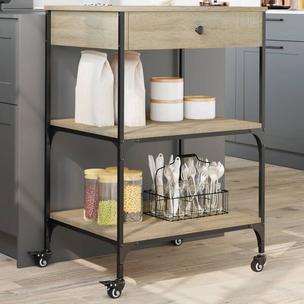 vidaXL K&uuml;chenwagen Sonoma-Eiche 60x48x89,5 cm Holzwerkstoff