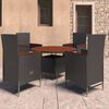 vidaXL 5-tlg. Garten-Essgruppe mit Auflagen Poly Rattan Schwarz