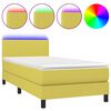 vidaXL Boxspringbett mit Matratze & LED Gr&uuml;n 90x200 cm Stoff