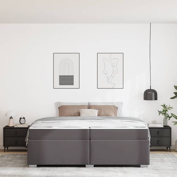 vidaXL Bettrahmen mit Matratze Grau 200 x 200 cm Stoff