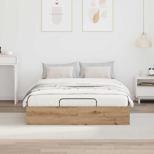 vidaXL Ottoman Bettgestell Artisan-Eiche 140 x 200 cm Holzwerkstoff