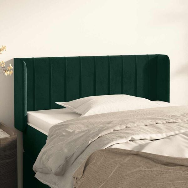 vidaXL Kopfteil mit Ohren Dunkelgr&uuml;n 83x16x78/88 cm Samt