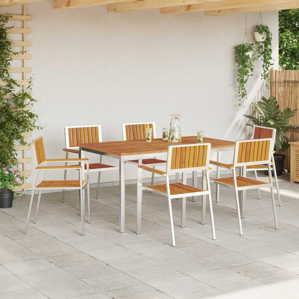 vidaXL Outdoortisch-Set 7 pcs Braun Massivholz Akazie