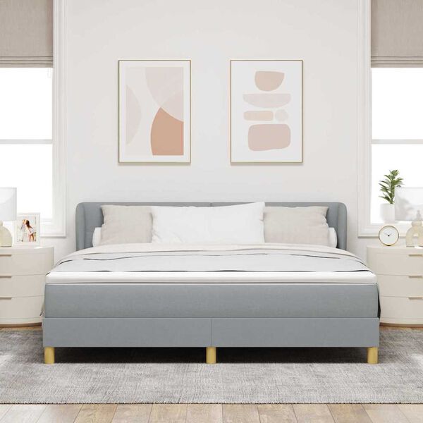 vidaXL Boxspringbett mit Matratze Hellgrau 180 x 200 cm Stoff