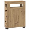 vidaXL Badschrank Schmal mit Rollen Artisan-Eiche Holzwerkstoff