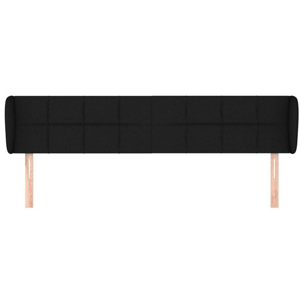 vidaXL Kopfteil mit Ohren Schwarz 183x23x78/88 cm Stoff