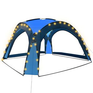 vidaXL Partyzelt mit LED und 4 Seitenw&auml;nden 3,6x3,6x2,3 m Blau