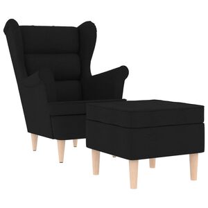 vidaXL Sessel mit Fu&szlig;hocker Schwarz Stoff