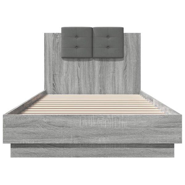 vidaXL Bettgestell mit Kopfteil Grau Sonoma 90x200 cm Holzwerkstoff