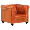 vidaXL Chesterfield-Sessel Hellbraun Echtleder
