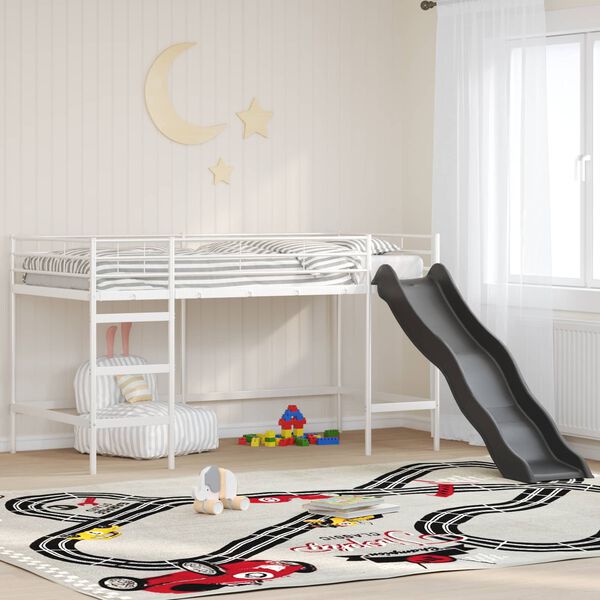vidaXL Kinder-Loftbett mit Rutsche Wei&szlig; und Anthrazit 80 x 200 cm