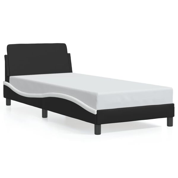 vidaXL Bettgestell "Dover" Schwarz und Wei&szlig; 90x200 cm Kunstleder