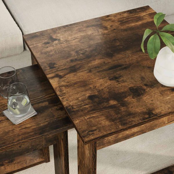 vidaXL Kaffeetisch Set 2 pcs Ger&auml;ucherte Eiche Holzwerkstoff