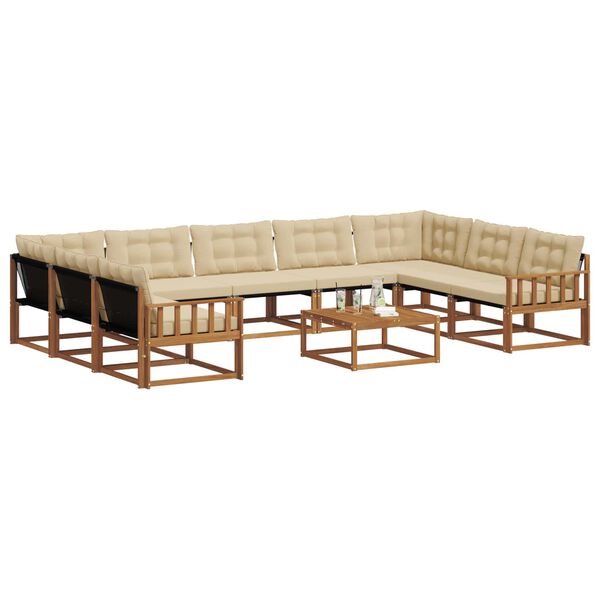 vidaXL Outdoor-Sofagarnitur mit Kissen 10 pcs Natur und Beige