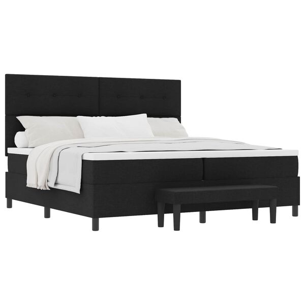 vidaXL Boxspringbett mit Matratze Schwarz 200 x 200 cm Stoff
