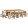 vidaXL 13-tlg. Garten-Essgruppe mit Kissen Beige Poly Rattan