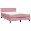 vidaXL Boxspringbett mit Matratze & LED Rosa 160x220 cm Samt