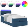 vidaXL Ottoman-Bett mit Matratze & LEDs Blau 90x190 cm Stoff