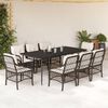 vidaXL 9-tlg. Garten-Essgruppe mit Kissen Braun Poly Rattan
