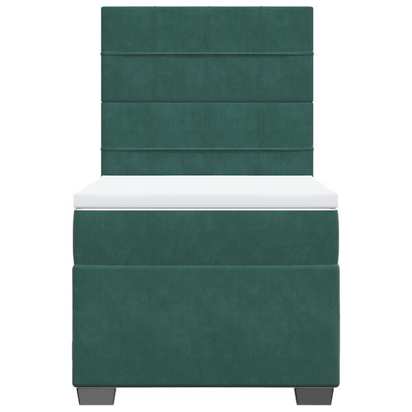 vidaXL Boxspringbett mit Matratze Dunkelgr&uuml;n 90x190 cm Samt