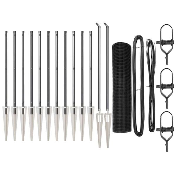 vidaXL Zaunpfosten Grau 25 x 0,5 m (19 x 19 mm Maschenweite) Stahl