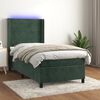 vidaXL Boxspringbett mit Matratze & LED Dunkelgr&uuml;n 100x200 cm Samt