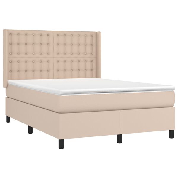 vidaXL Boxspringbett mit Matratze & LED Cappuccino-Braun 140x190cm