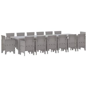 vidaXL Garten Essgruppe 15 pcs Hellgrau Polt Rattan