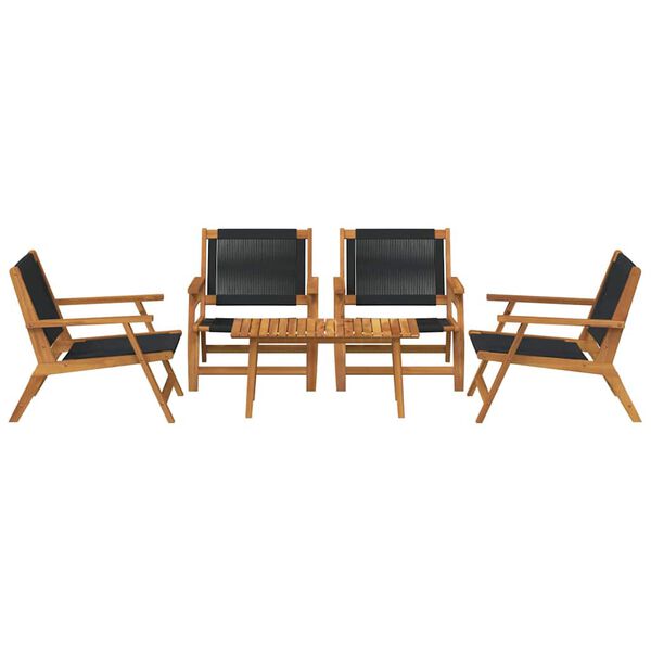 vidaXL Gartenst&uuml;hle mit Tisch 5 pcs Schwarz Massivholz Akazie
