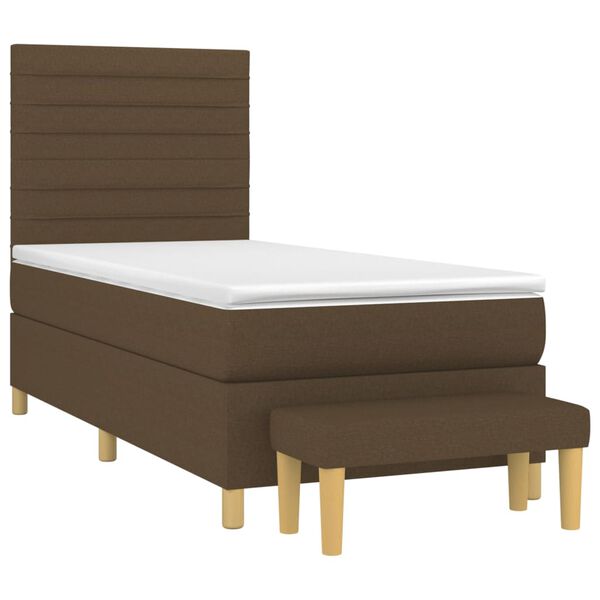 vidaXL Boxspringbett mit Matratze Dunkelbraun 80x200 cm Stoff