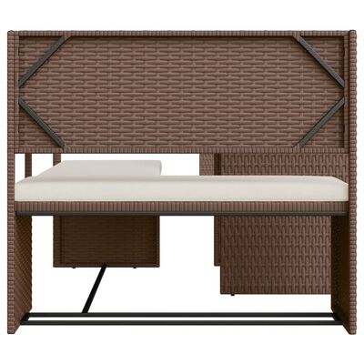 vidaXL Gartensofa in L-Form mit Tisch und Kissen Braun Poly Rattan