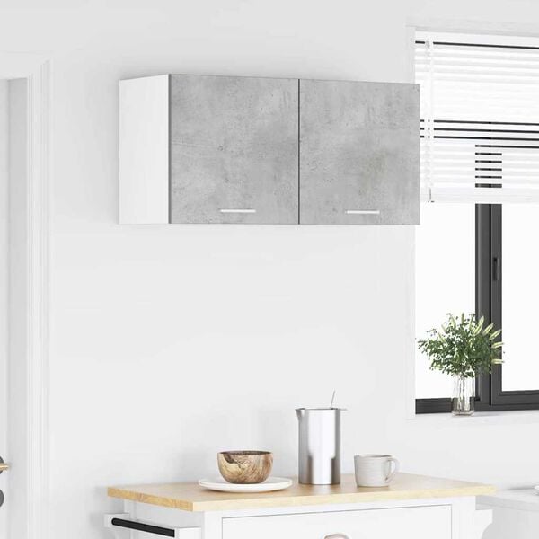 vidaXL H&auml;ngeschrank mit T&uuml;r 2 pcs Betongrau und Wei&szlig; 40 x 31 x 40 cm