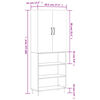 vidaXL Highboard Betongrau 69,5x34x180 cm Holzwerkstoff