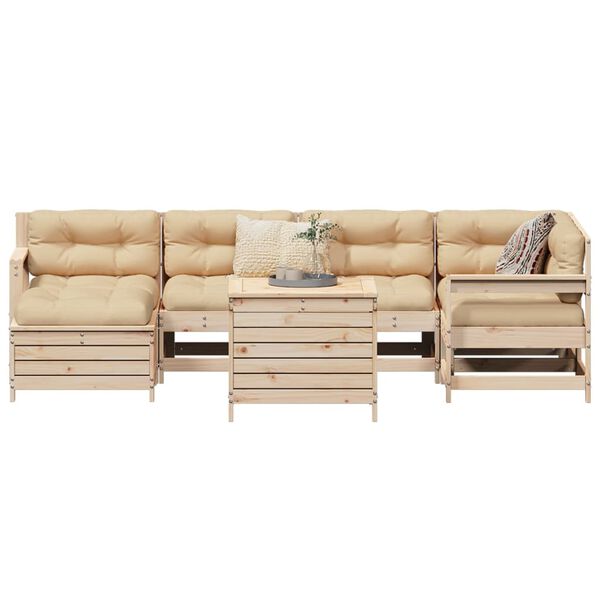 vidaXL 7-tlg. Garten-Sofagarnitur Massivholz Kiefer