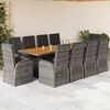 vidaXL 11-tlg. Garten-Essgruppe mit Kissen Grau Poly Rattan