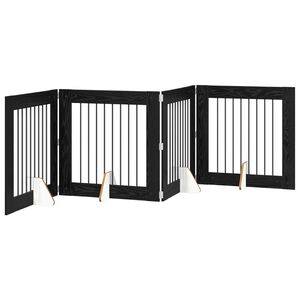 vidaXL Klappbares Hundetor mit St&auml;ndern 4 stk. Schwarz Eichen-Optik