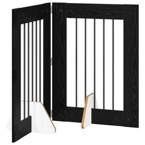 vidaXL Klappbares Hundetor mit St&auml;ndern 2 pcs Schwarze Eiche 120,5 cm