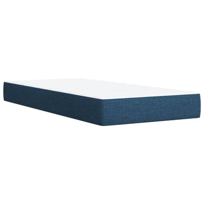 vidaXL Boxspringbett mit Matratze Blau 90x200 cm Stoff