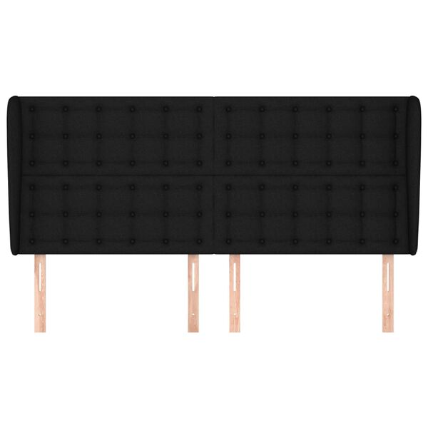 vidaXL Kopfteil mit Ohren Schwarz 203x23x118/128 cm Stoff