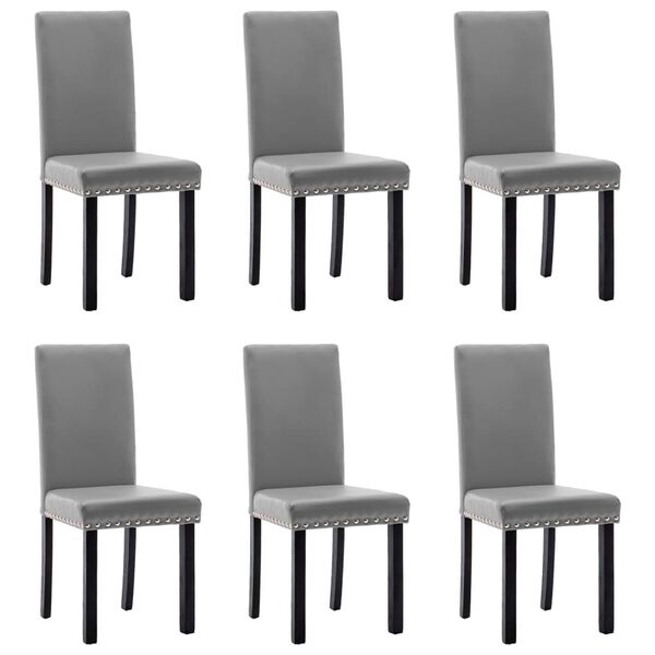 vidaXL Esszimmerst&uuml;hle 6 Stk. Grau Kunstleder
